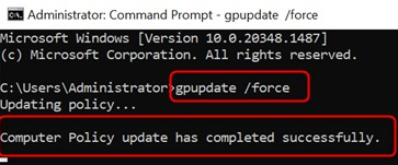 Computer policy update has competely successfully